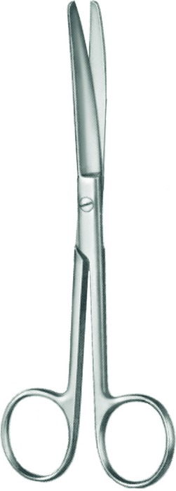 Surgical scissors, blunt/blunt, curved, length 14.5 cm