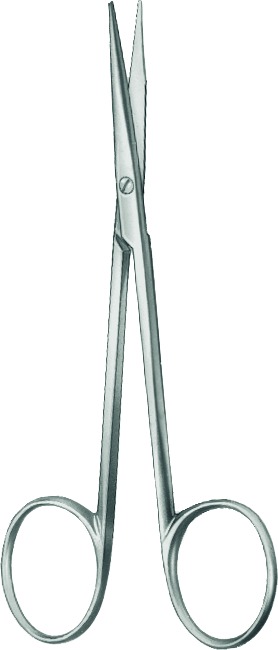 Dissecting scissors, fine, curved, length 11 cm