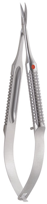 Micro scissors, curved, pointed/pointed, cutting edge length 7 mm, length 12 cm