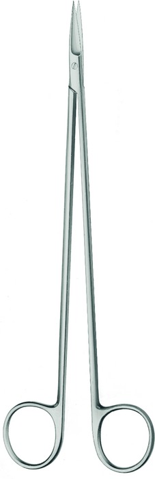 Vascular scissors, fine, pointed/pointed, curved, length 20 cm