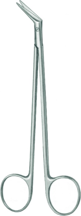 Vascular scissors, 45°, cutting edge length 20 mm, length 16.5 cm
