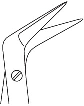 Coronary scissors, 60°, cutting edge length 10 mm, length 18 cm