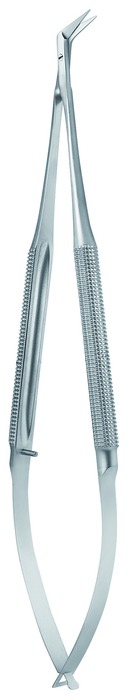 Coronary scissors, 60°, cutting edge length 10 mm, round handle, length 18 cm