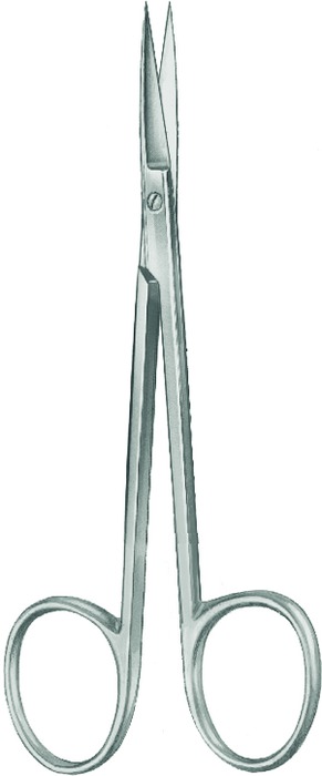 Surgical scissors, standard, fine, pointed, pointed, straight, length 12 cm