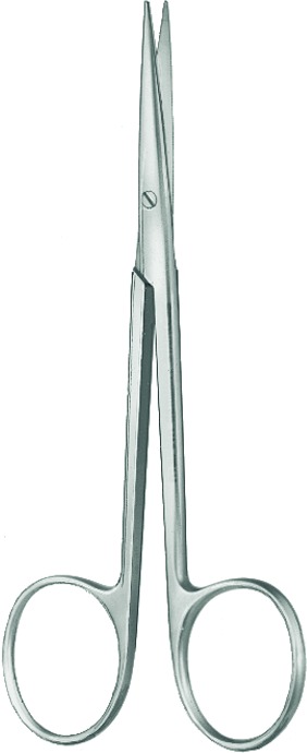 Surgical scissors, standard, fine, blunt, blunt, straight, length 11.5 cm