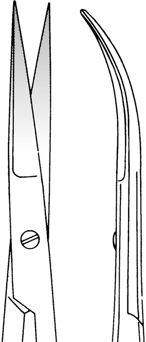 Strabismus scissors, standard, acc. to Westcott, curved, length 11.5 cm