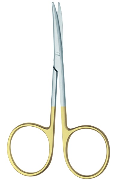 TC gold dissecting scissors, acc. to Lexer, curved, length 10 cm
