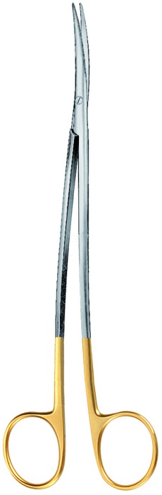 TC gold dissecting scissors, acc. to Metzenbaum-Fino, fine, s-shape, length 23 cm