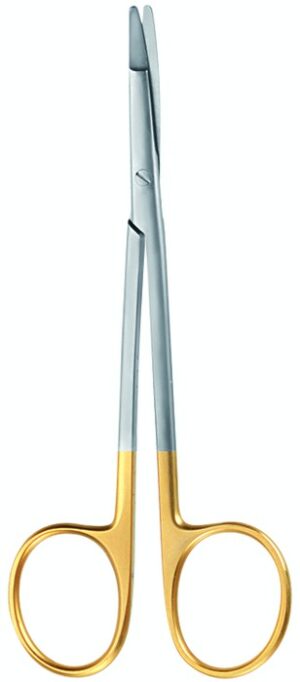 TC gold delicate dissecting scissors, acc. to Ragnell, curved, length 12.5 cm