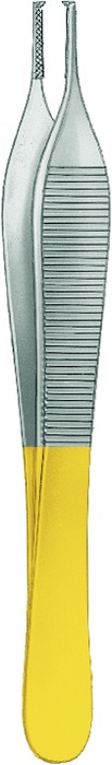 TC gold forceps, acc. to Micro-acc. to Adson, 1 x 2 teeth, length 12 cm