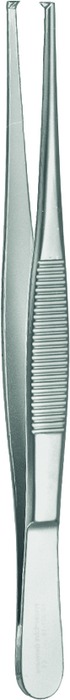 Tissue forceps, standard pattern, 1 x 2 teeth, length 25 cm