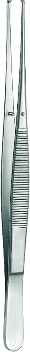 Tissue forceps, 1 x 2 teeth, delicate, length 14.5 cm