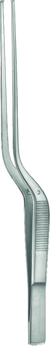 Tissue forceps, acc. to Taylor, 1 x 2 teeth, with dissector end, bayonet, length 17.5 cm