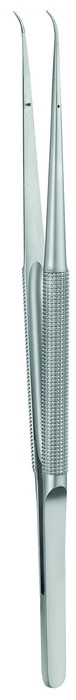 Micro forceps, curved, 6.0 mm x 0.7 mm, length 18 cm