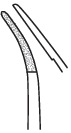Micro forceps, curved, 6.0 mm x 0.4 mm, length 18 cm