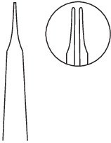 Micro forceps, straight, 5 mm x 0.3 mm, length 15 cm