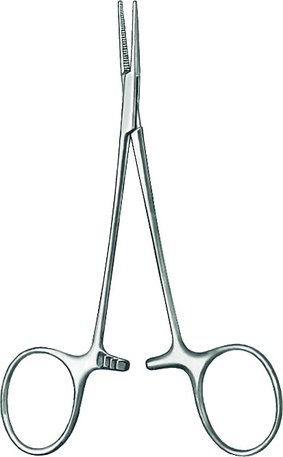 Micro hemostatic forceps, acc. to Mosquito, 1 x 2 teeth, straight, length 10 cm