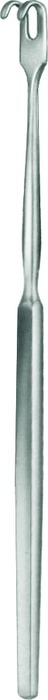 Retractor, delicate, fine, blunt, 2 prongs, length 16.5 cm