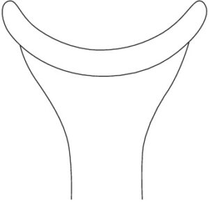 Aortic valve retractor, acc. to Ross, flexible shaft, figure 4, 12 mm x 28 mm, length 27.5 cm