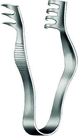 Woundspreader, acc. to Finsen, sharp, 3 x 4 teeth, 20 mm, length 7 cm