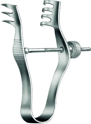 Woundspreader, sharp, 3 x 4 teeth, 30 mm, length 7.5 cm