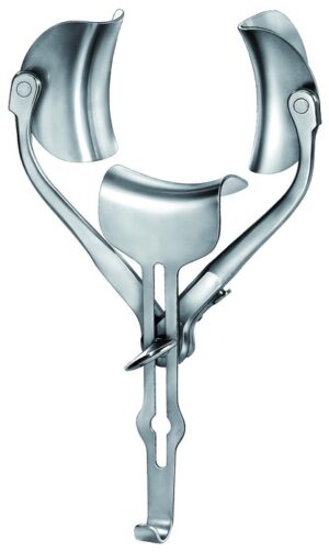 Abdominal wall retractor, acc. to Ricard, complete with 1 pair of side vaults art. no. 15-839-90-07 and center vault art. no. 15-830-02-07, spreading width 250 mm