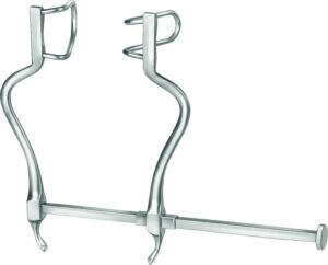 Abdominal retractor, acc. to Gosset, 63 x 35 mm, spreading width 140 mm, length 18.5 cm