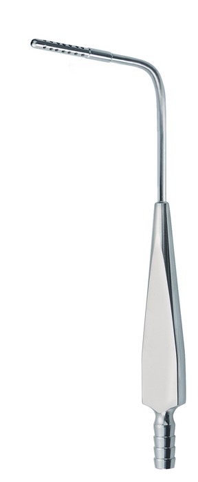 Suction tube, pediatric, with perforated screw tip, 90°, Ø 5,0 mm, length 16 cm