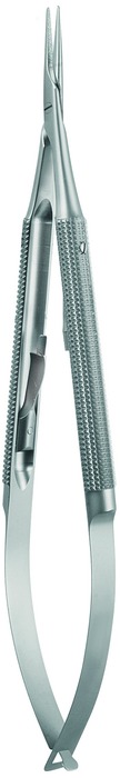 Microneedle holder, straight, with ratchet lock, safety-wave, diamond-coated, Ø 0.80 mm, thread size 6-0 - 8-0, length 23 cm