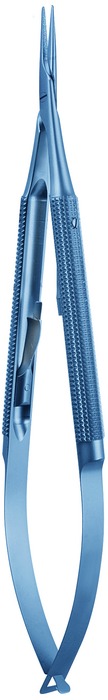 Microneedle holder, titanium, straight, with ratchet, length 18 cm