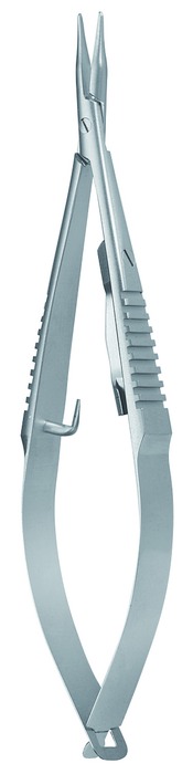 Microneedle holder, acc. to Castroviejo-Fino, straight, with ratchet, length 9 cm