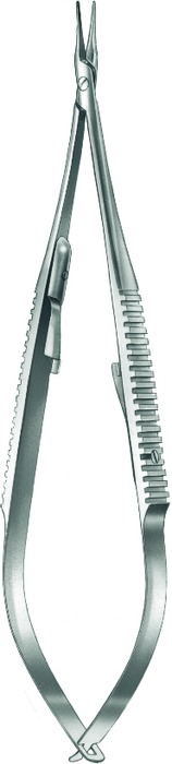 Microneedle holder, acc. to Castroviejo, straight, with ratchet, length 14.5 cm