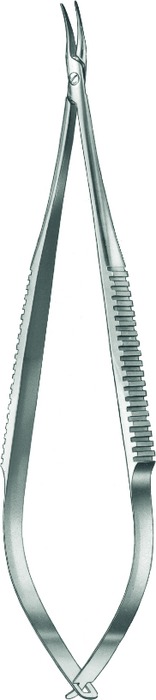 Microneedle holder, acc. to Castroviejo, curved, without ratchet, length 14.5 cm