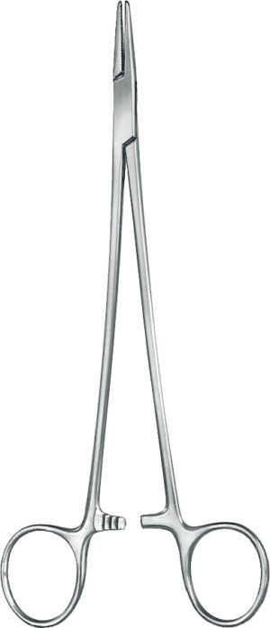 Needle holder, acc. to Mayo-Hegar, fenestrated, slim, length 16 cm