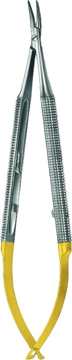 TC-Gold needle holder, acc. to Barraquer, with ratchet, length 13 cm