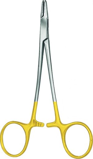 TC-Gold needle holder, acc. to Derf, straight, mini profile, thread size 4-0 - 6-0, length 12 cm