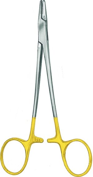 TC-Gold needle holder, acc. to Hegar-Baumgartner, straight, mini-profile, thread size 4-0 - 6-0, length 13 cm