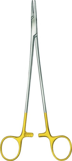 TC-Gold needle holder, acc. to Crile-Wood, straight, mini profile, thread size 4-0 - 6-0, length 20.5 cm