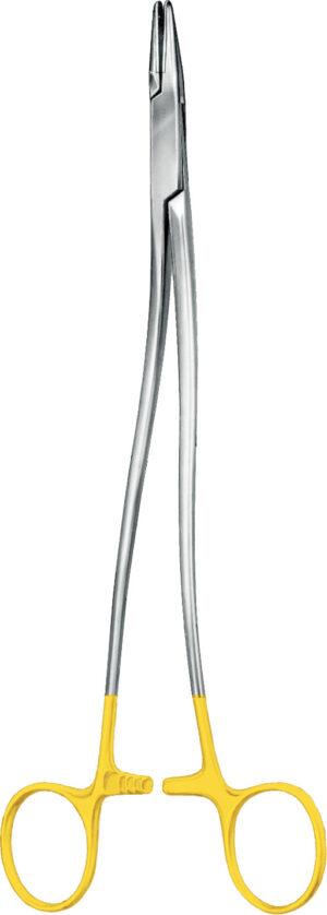 TC-Gold needle Holder, acc. to Bozemann, S-Shape, straight, standard, thread size 6-0 - 4-0, length 30 cm