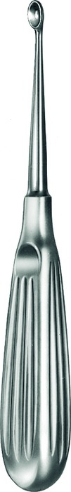 Bone curette, acc. to Volkmann, figure 5, with hollow handle, oval, length 17 cm