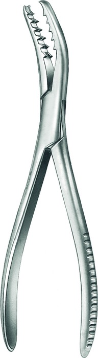 Bone holding forceps, acc. to Semb, curved sidewards, length 19.5 cm
