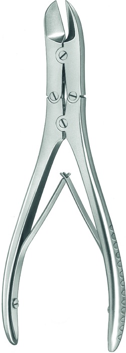 Bone cutting forceps, acc. to Ruskin, curved, length 18.5 cm