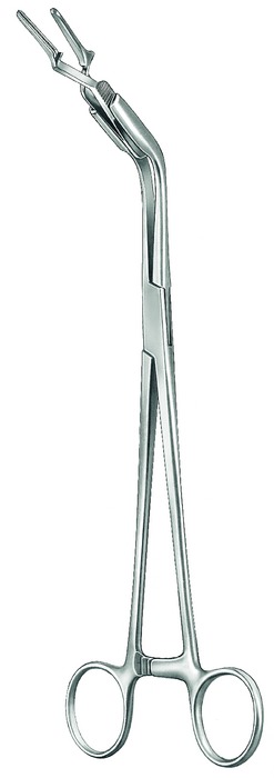 Applying forceps for bulldog clamp, length 24 cm