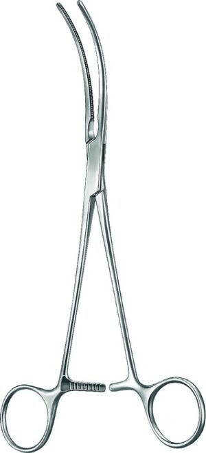 Anastomosis clamp, Atrauma, acc. to Potts, curved, clamp length 55 mm, length 21.5 cm