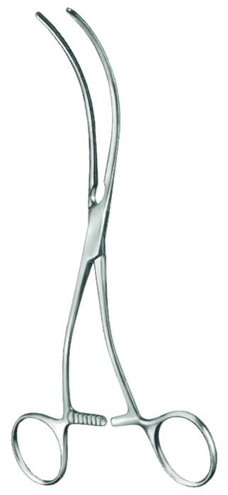 Peripheral vascular clamp, Atrauma, acc. to DeBakey, s-shape, length 19 cm