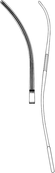 Aneurysm clamp, Atrauma, acc. to DeBakey-Bahnson, curved, length 25.5 cm