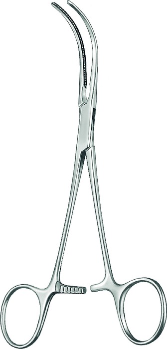 Multi purpose vascular clamp, Atrauma, acc. to Glover, curved, length 17 cm