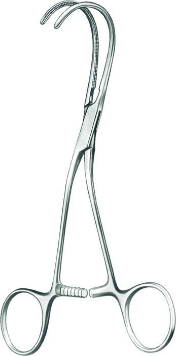 Anastomosis clamps, Atrauma, acc. to DeBakey, straight curved, big, length 16.5 cm