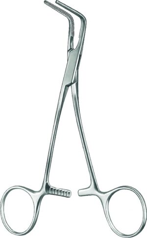 Vascular clamp, Atrauma, acc. to Cooley, strongly angled, length 14.5 cm