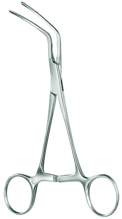 Pediatric vascular clamp, Atrauma, acc. to Subramanian, left, length 16 cm